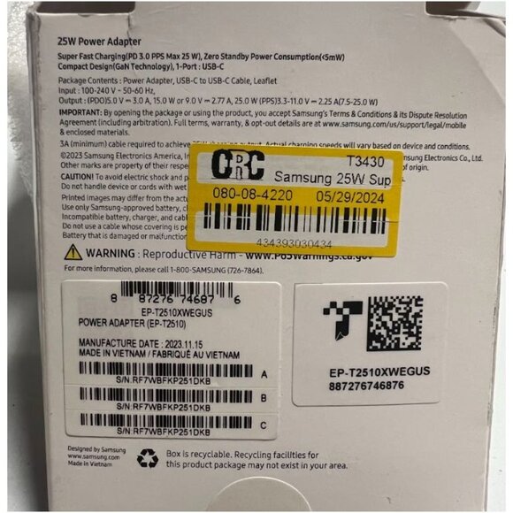 Samsung 25 W Super‑Fast USB‑C PD Wall Charger + 3 A Cable - Picture 3 of 4